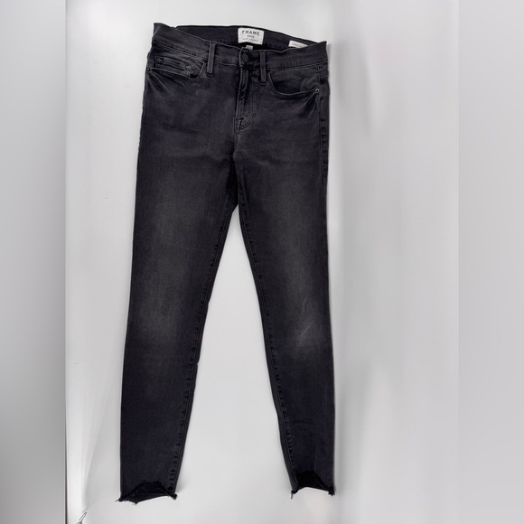 FRAME Le Skinny De Jeanne Distressed Gray Jeans - Picture 4 of 9